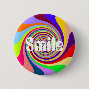 Rainbow "Smile" psychedelic pop candy swirl 6 Cm Round Badge