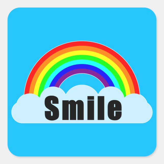 RAINBOW - Smile Square Sticker (Front)