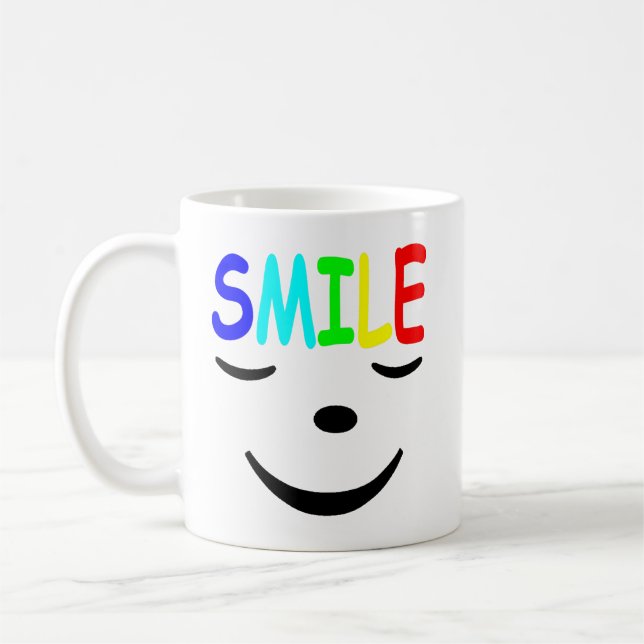 Rainbow Smile With Smiley Face Coffee Mug (Left)