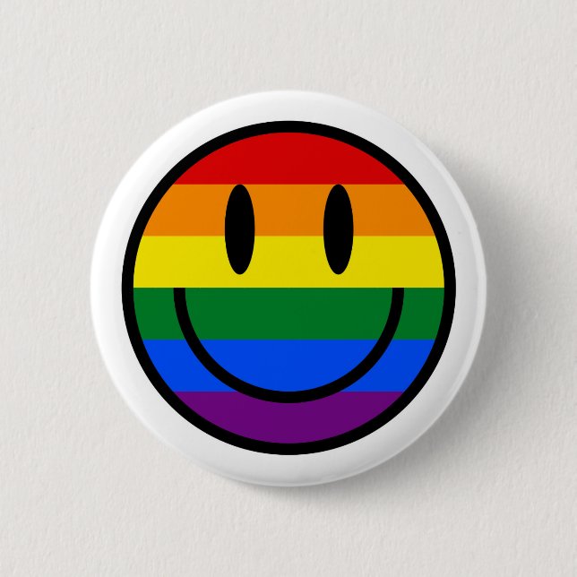 Rainbow Smiley Face 6 Cm Round Badge (Front)