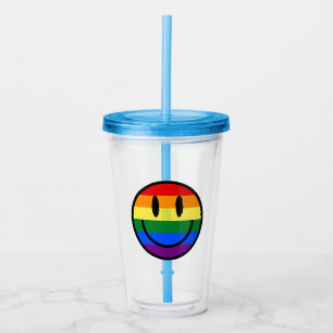 Rainbow Smiley Face Acrylic Tumbler