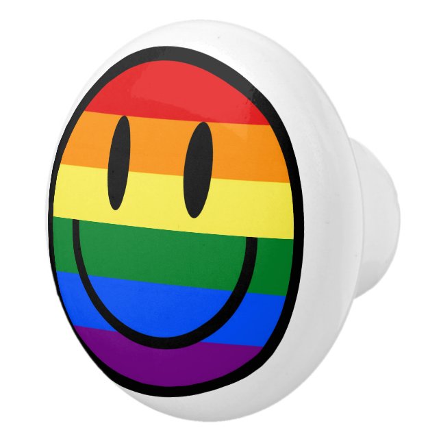 Rainbow Smiley Face Ceramic Knob (Right)