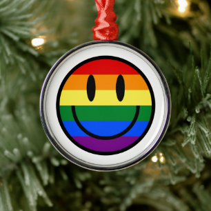 Rainbow Smiley Face Metal Tree Decoration