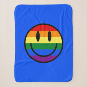Rainbow Smiley Face Sherpa Blanket