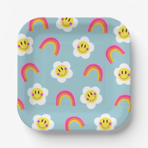 Rainbow Smiley Paper Plate
