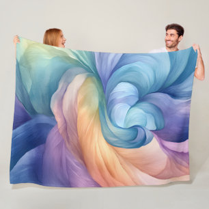 Rainbow smoke swirl pattern fleece blanket