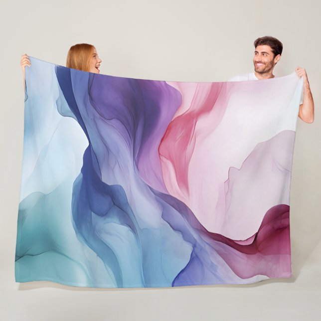 Rainbow smoke swirl pattern fleece blanket (In Situ)