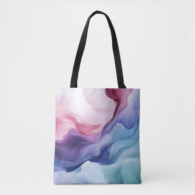 Rainbow smoke swirl pattern tote bag (Front)