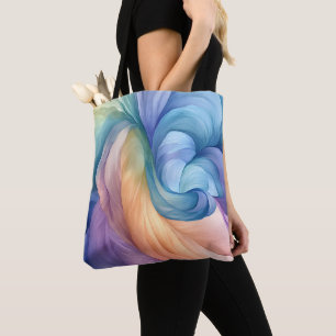 Rainbow smoke swirl pattern tote bag