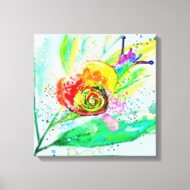 Rainbow Snail Canvas Print - Painting (Front)