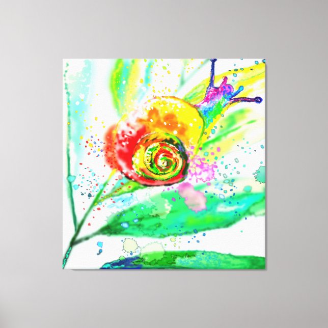 Rainbow Snail Canvas Print - Painting (Front)