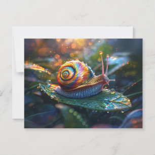 Rainbow Snail on Leaf Postcard