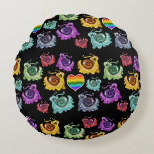 Rainbow Snails  Round Cushion