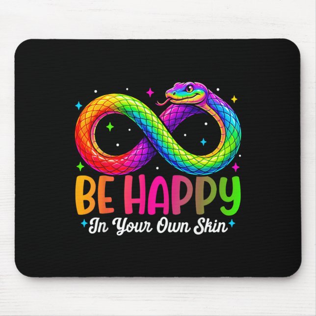 Rainbow Snake Be Happy Autism Awareness Design Mouse Pad (Front)