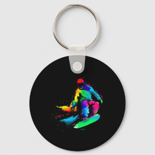 Rainbow Snowboard Slide Key Ring