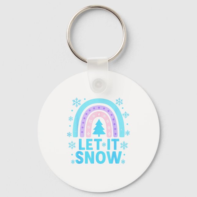Rainbow Snowflake Christmas Winter Day Suprter Let Key Ring (Front)