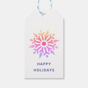 Rainbow Snowflake Happy Holidays Gift Tags
