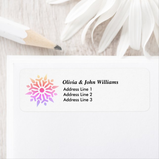Rainbow Snowflake Holiday Return Address Label (Insitu)