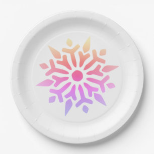 Rainbow Snowflake Paper Plate