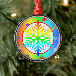 Rainbow Snowflakes Christmas LGBTQ Metal Tree Decoration