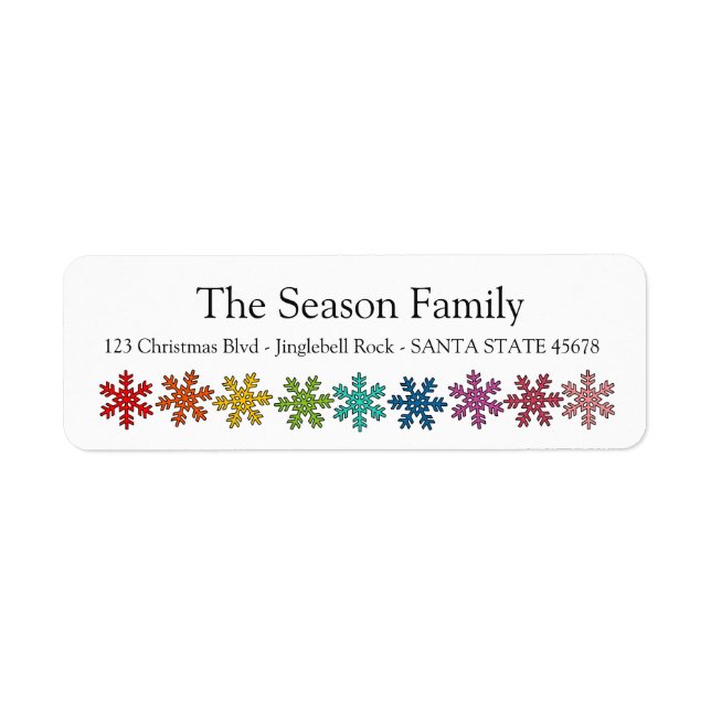 Rainbow snowflakes holiday label (Front)