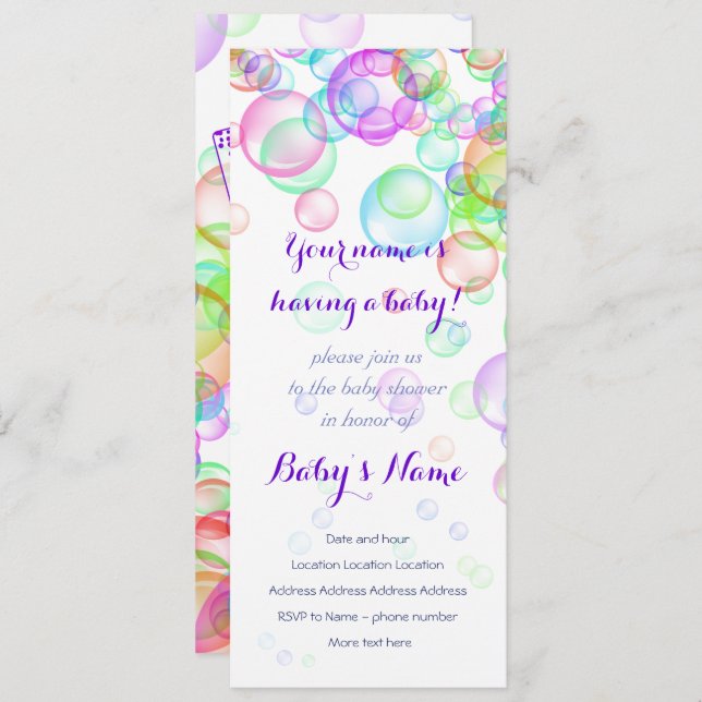 Rainbow Soap Bubbles Baby Shower Invitation (Front/Back)