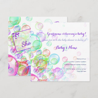 Rainbow Soap Bubbles Baby Shower Invitation