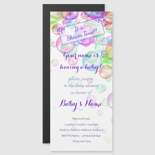 Rainbow Soap Bubbles Baby Shower Magnetic Invitation