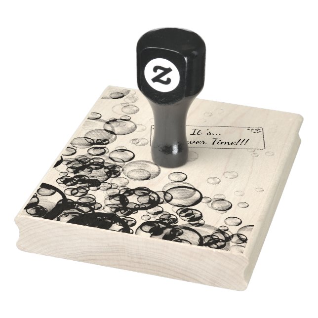 Rainbow Soap Bubbles Baby Shower Rubber Stamp (Stamp)