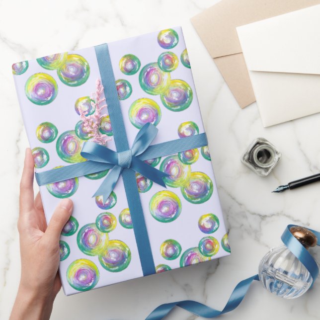 Rainbow Soap Bubbles Bubble Wand Summertime Fun Wrapping Paper (Gifting)