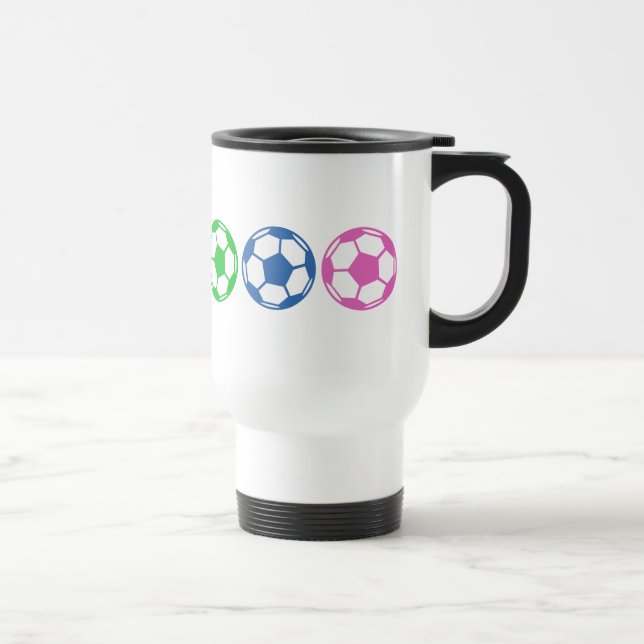 Rainbow Soccer Balls Travel Mug (Right)