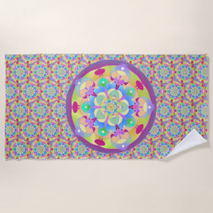 Rainbow Song Mandala Beach Towel