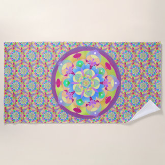 Rainbow Song Mandala Beach Towel