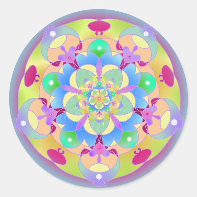 Rainbow Song Mandala Classic Round Sticker (Front)