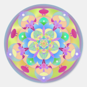 Rainbow Song Mandala Classic Round Sticker