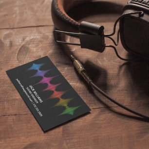 Rainbow Sound Waves Engineer Music Producer Black Magnetic Business Card
