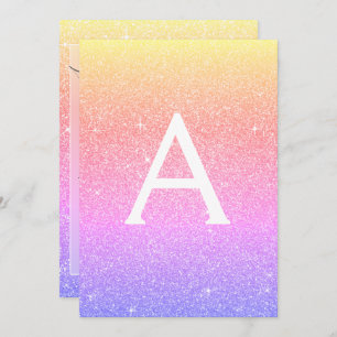 Rainbow Sparkle Glitter 13th Thirteen Birthday Invitation