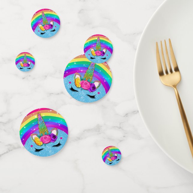 Rainbow Sparkle Glittery Unicorn Horn Face Party Confetti (Group)