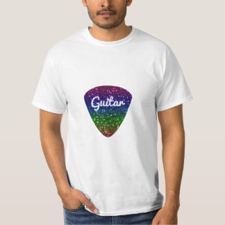Rainbow Sparkle Guitar Plectrum Art T-Shirt