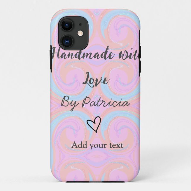 Rainbow sparkle handmade with love add name text Case-Mate iPhone case (Back)