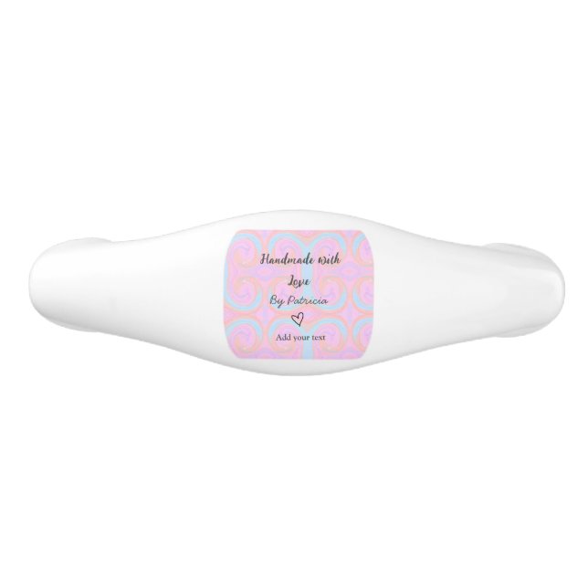 Rainbow sparkle handmade with love add name text ceramic drawer pull (Front)