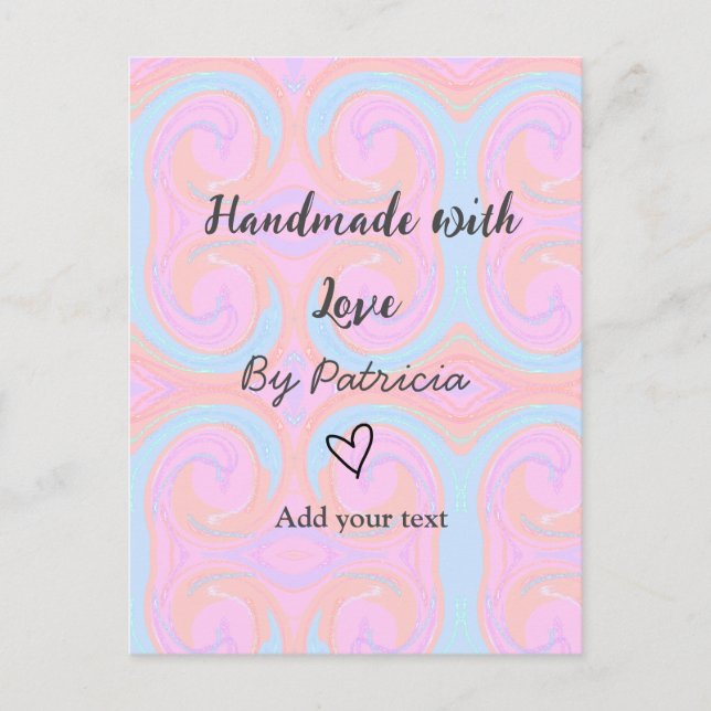 Rainbow sparkle handmade with love add name text postcard (Front)