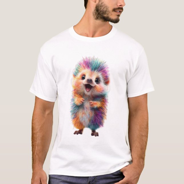 Rainbow Sparkle Hedgehog Men T-Shirt (Front)