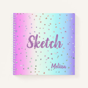 Rainbow Sparkle Monogram Sketchbook  Notebook