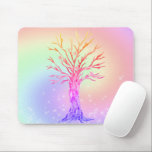 Rainbow Sparkle Mouse Pad<br><div class="desc">This pretty mouse pad is decorated with a mosaic tree and a background in rainbow colours with sparkling stars.
You can customise it with a name and monogram.
Original Mosaic © Michele Davies.</div>