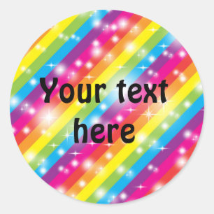 Rainbow Sparkle Stripes Glitter Favour Sticker