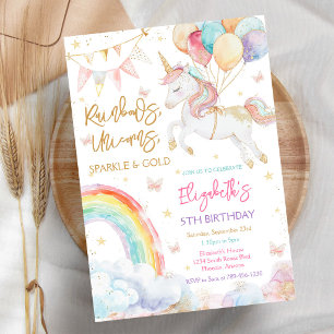 Rainbow Sparkle Unicorn Birthday Invitation