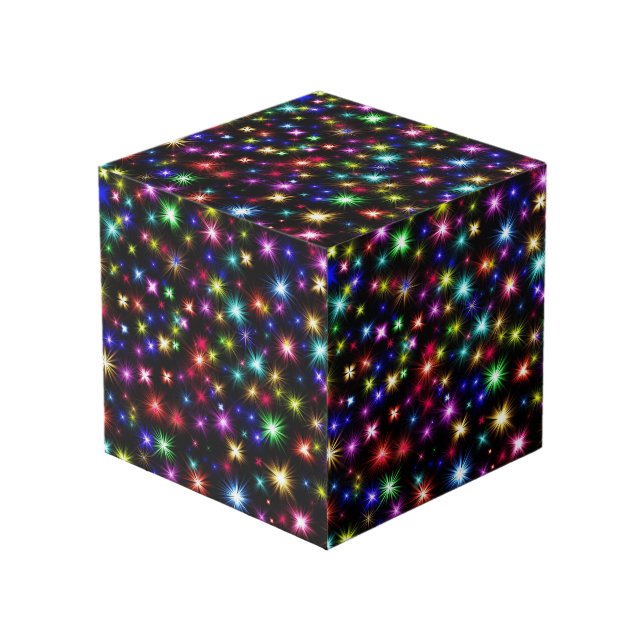 Rainbow Sparks in Space Cube (Front Angled)