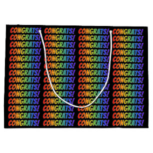 Rainbow Spectrum Gradient "CONGRATS!" Large Gift Bag