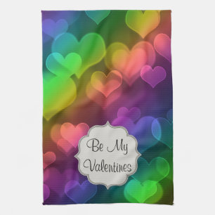 Rainbow Spectrum Hearts Valentines Tea Towel